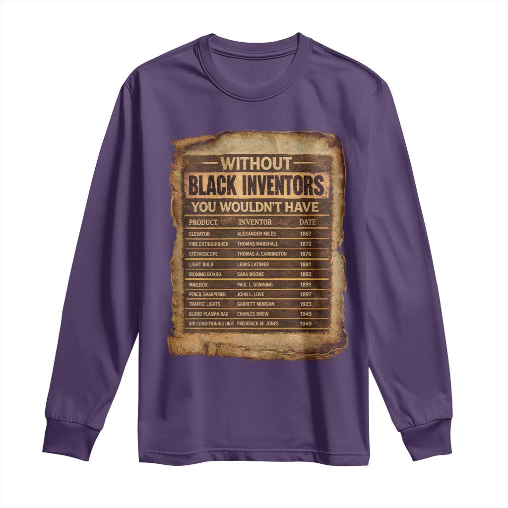 Black Inventors Long Sleeve Shirt Afro African Melanin Black History Month Juneteenth TS10 Purple Print Your Wear