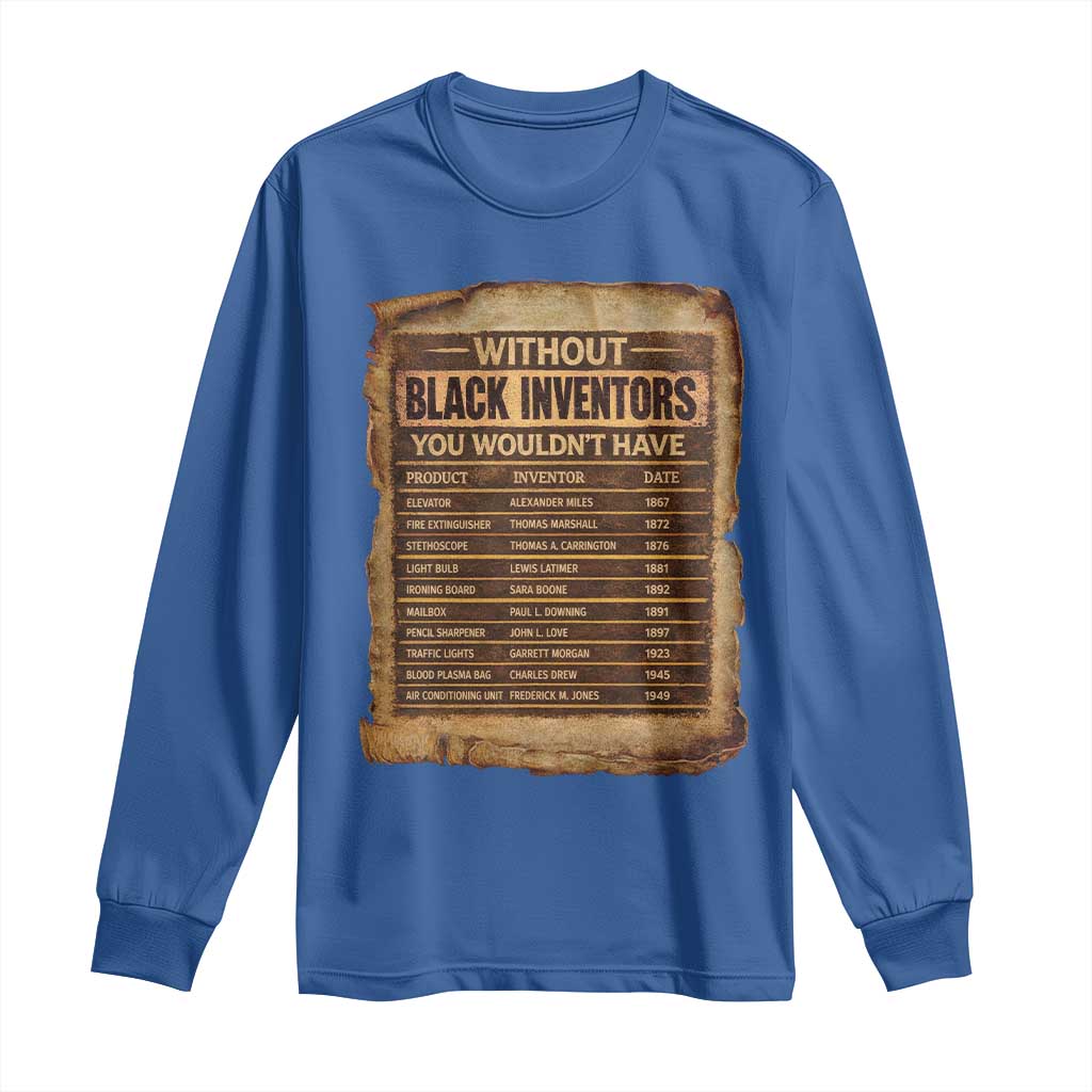 Black Inventors Long Sleeve Shirt Afro African Melanin Black History Month Juneteenth TS10 Royal Blue Print Your Wear