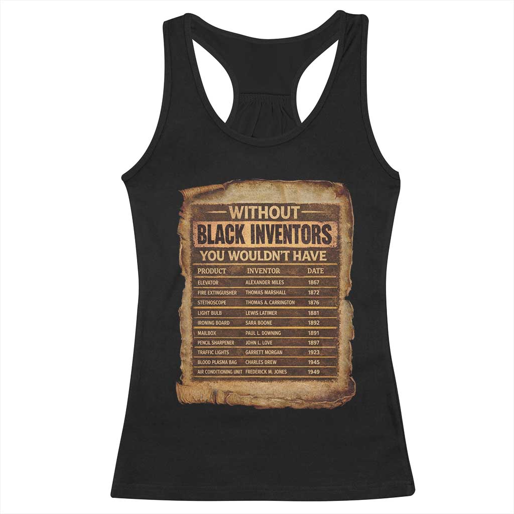 Black Inventors Racerback Tank Top Afro African Melanin Black History Month Juneteenth TS10 Black Print Your Wear