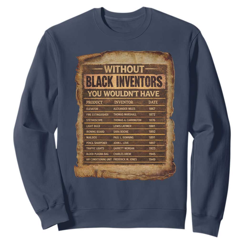Black Inventors Sweatshirt Afro African Melanin Black History Month Juneteenth TS10 Navy Print Your Wear