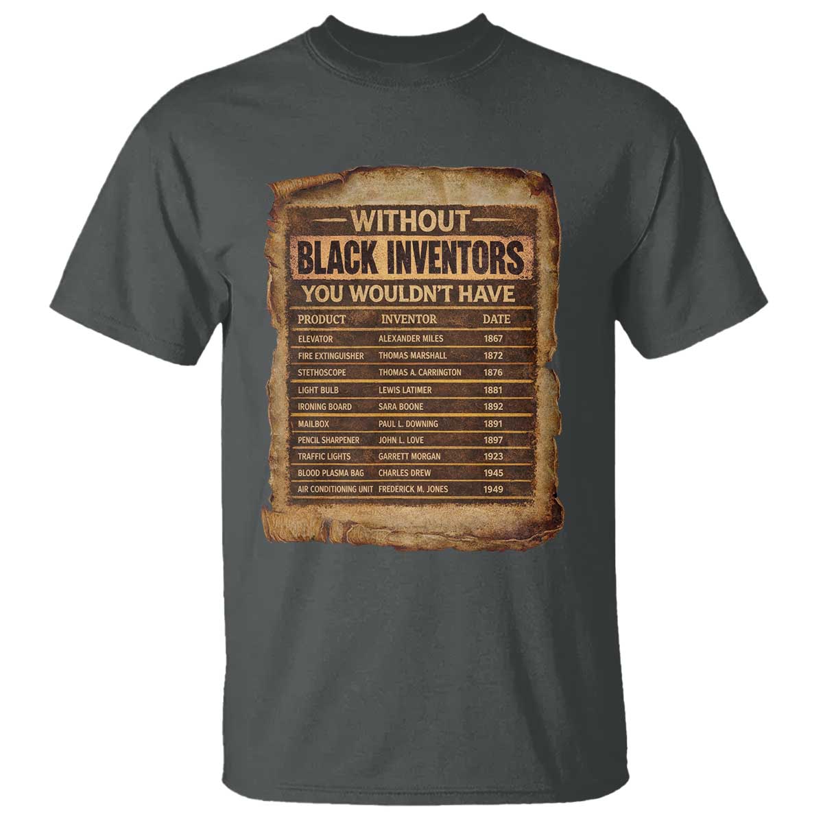 Black Inventors T Shirt Afro African Melanin Black History Month Juneteenth TS10 Dark Heather Print Your Wear