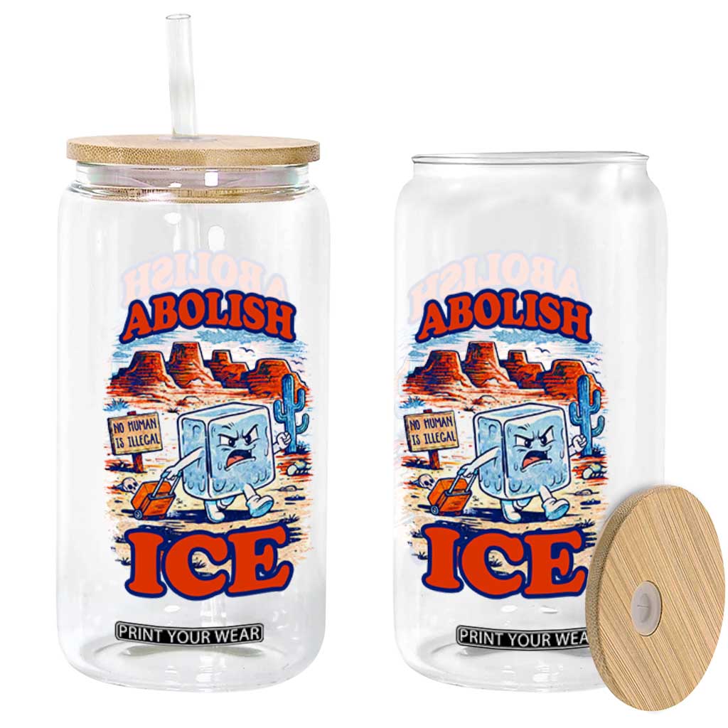 Abolish Ice Protest Glass Can Retro Protest No Human Is Illegal TS10 Print Your Wear