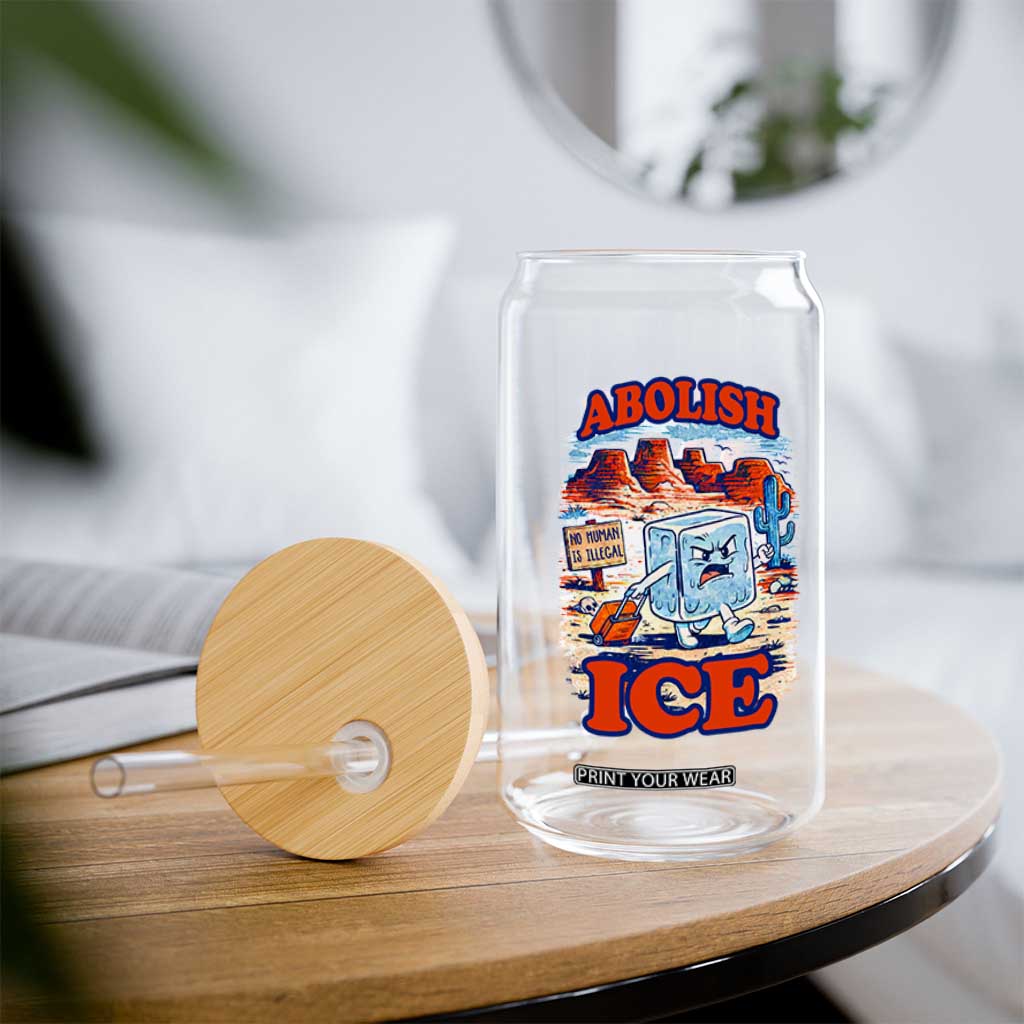Abolish Ice Protest Glass Can Retro Protest No Human Is Illegal TS10 Print Your Wear