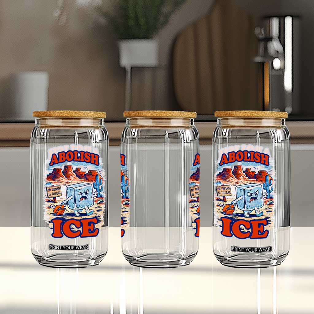 Abolish Ice Protest Glass Can Retro Protest No Human Is Illegal TS10 Print Your Wear