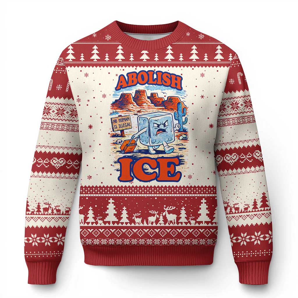 Abolish Ice Protest Ugly Christmas Sweater Retro Protest No Human Is Illegal TS10 Beige Red Print Your Wear