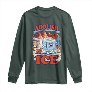 Abolish Ice Protest Long Sleeve Shirt Retro Protest No Human Is Illegal TS10 Dark Forest Green Print Your Wear
