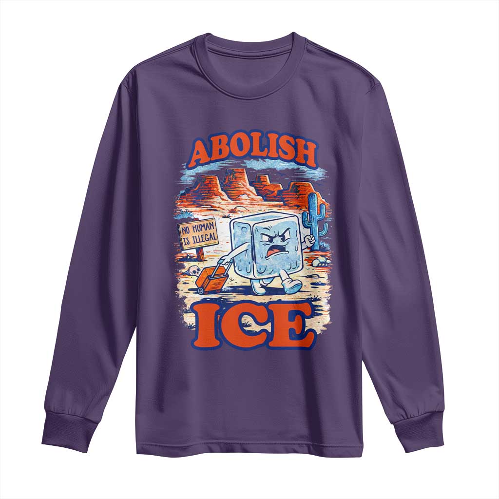 Abolish Ice Protest Long Sleeve Shirt Retro Protest No Human Is Illegal TS10 Purple Print Your Wear