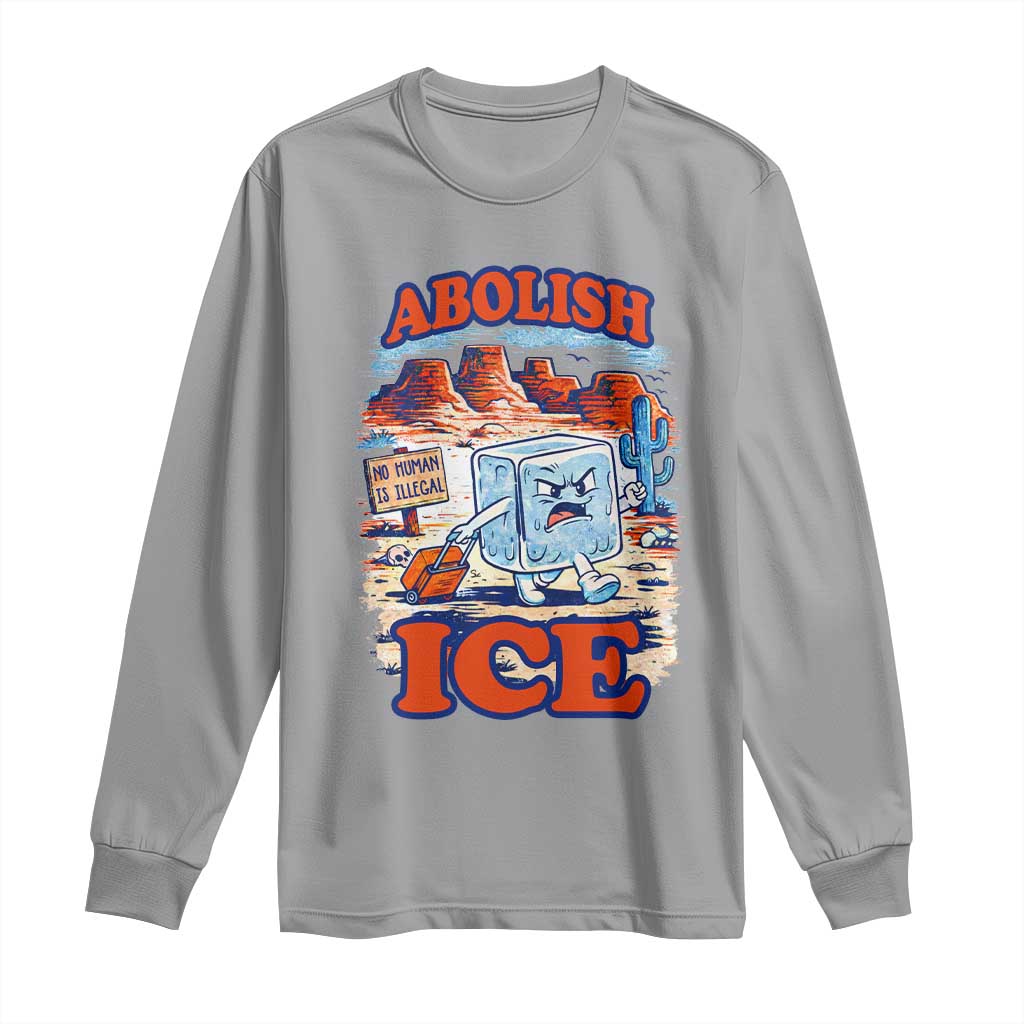 Abolish Ice Protest Long Sleeve Shirt Retro Protest No Human Is Illegal TS10 Sport Gray Print Your Wear