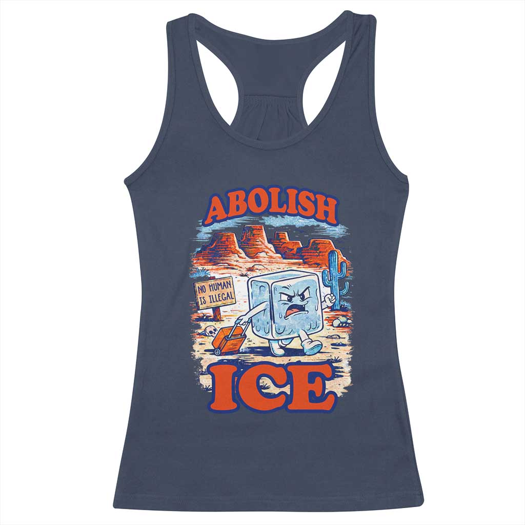 Abolish Ice Protest Racerback Tank Top Retro Protest No Human Is Illegal TS10 Navy Print Your Wear