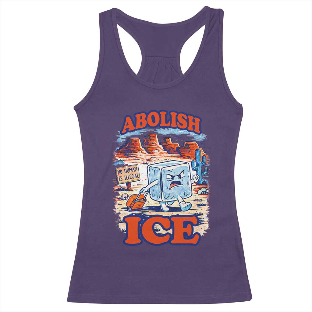 Abolish Ice Protest Racerback Tank Top Retro Protest No Human Is Illegal TS10 Purple Print Your Wear