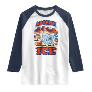 Abolish Ice Protest Raglan Shirt Retro Protest No Human Is Illegal TS10 White Navy Print Your Wear