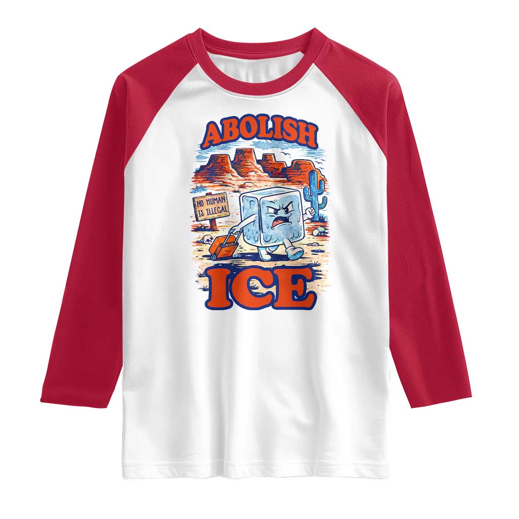 Abolish Ice Protest Raglan Shirt Retro Protest No Human Is Illegal TS10 White Red Print Your Wear