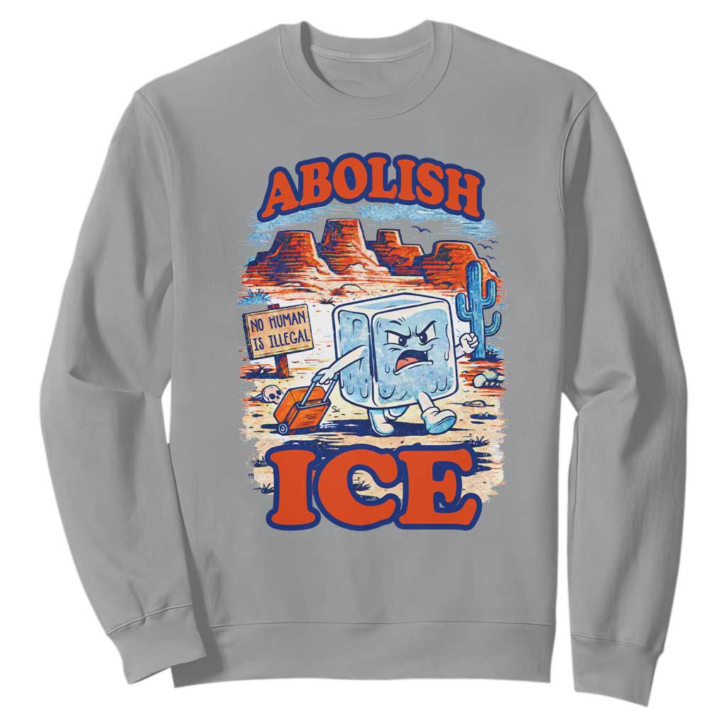 Abolish Ice Protest Sweatshirt Retro Protest No Human Is Illegal TS10 Sport Gray Print Your Wear