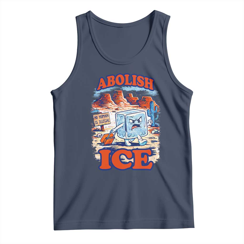 Abolish Ice Protest Tank Top Retro Protest No Human Is Illegal TS10 Navy Print Your Wear