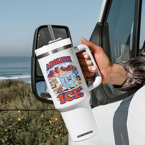 Abolish Ice Protest Tumbler With Handle Retro Protest No Human Is Illegal TS10 Print Your Wear