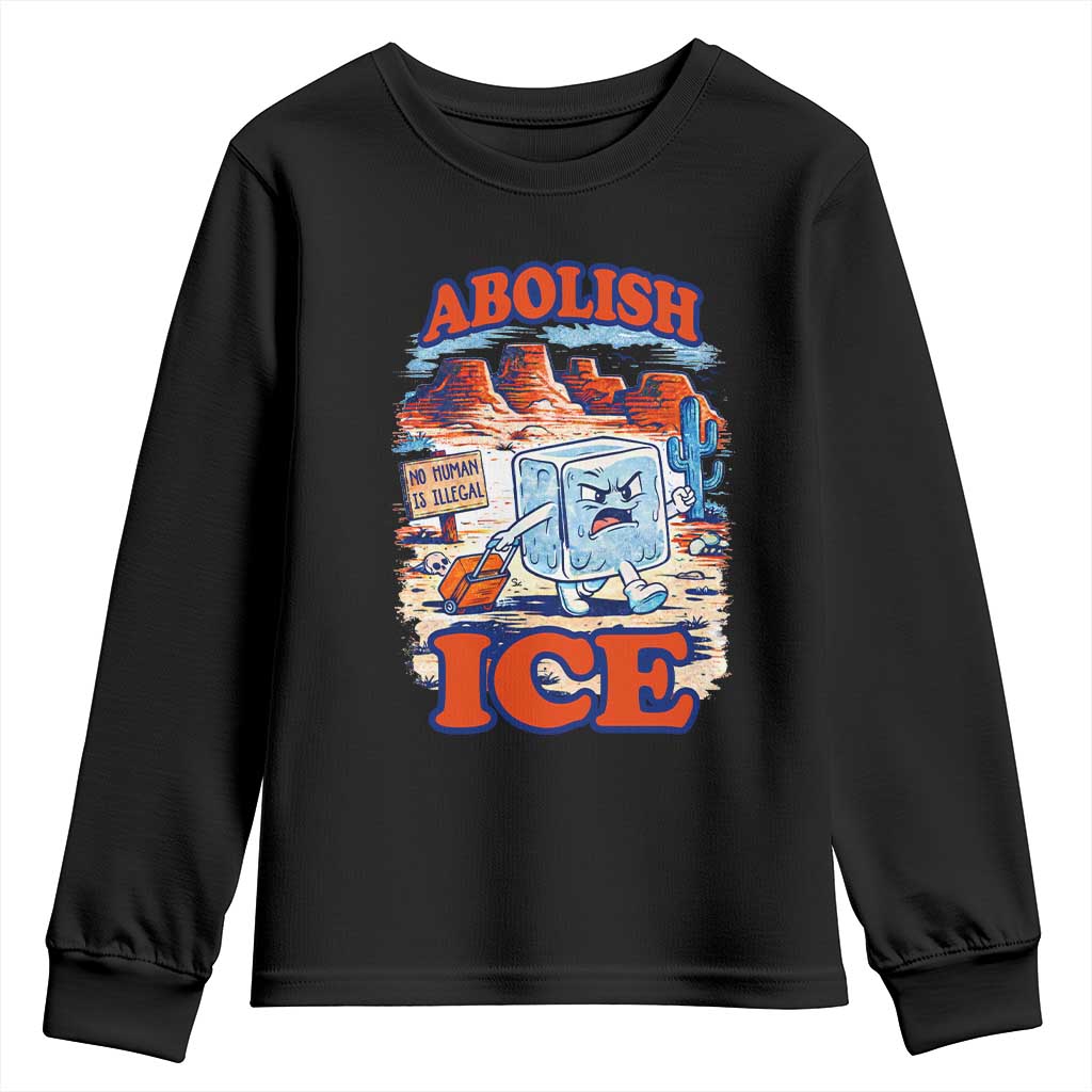 Abolish Ice Protest Youth Sweatshirt Retro Protest No Human Is Illegal TS10 Black Print Your Wear