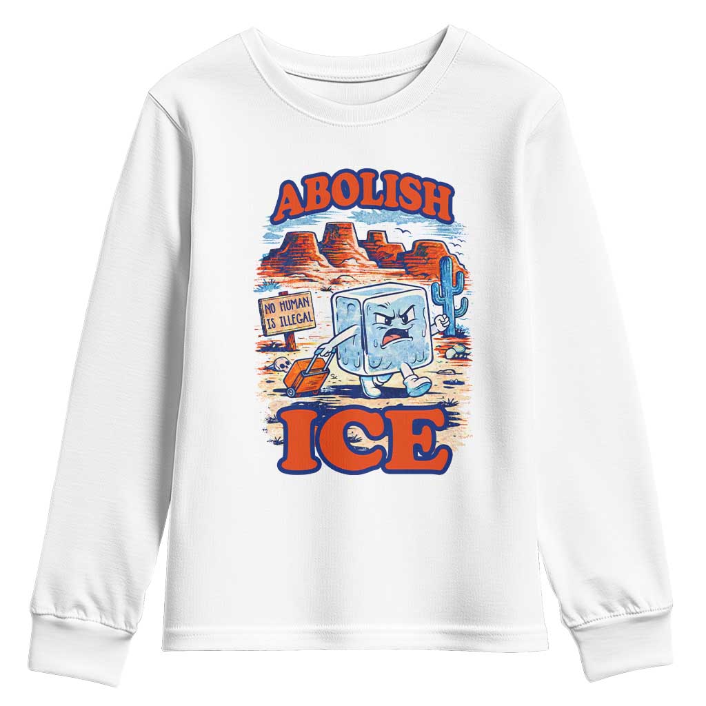 Abolish Ice Protest Youth Sweatshirt Retro Protest No Human Is Illegal TS10 White Print Your Wear