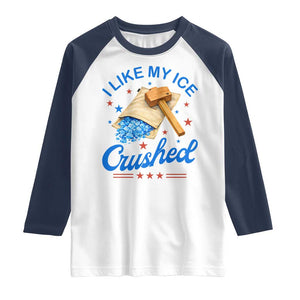 Subtle Abolish ICE Raglan Shirt Funny Vintage I Like My Ice Crushed TS10 White Navy Print Your Wear