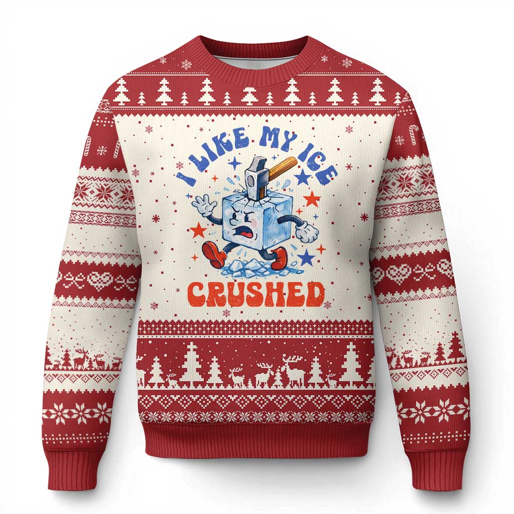 Subtle Abolish ICE Ugly Christmas Sweater Vintage I Like My Ice Crushed TS10 Beige Red Print Your Wear