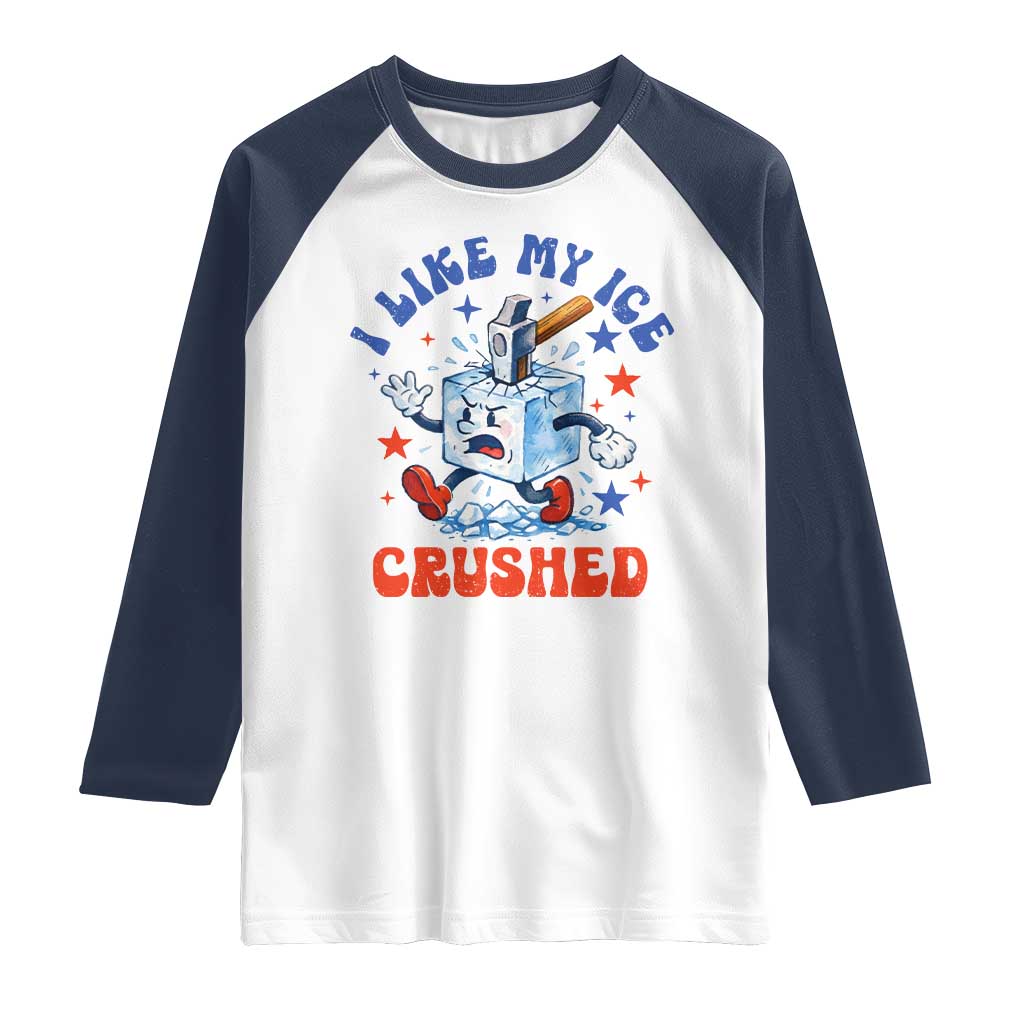 Subtle Abolish ICE Raglan Shirt Vintage I Like My Ice Crushed TS10 White Navy Print Your Wear