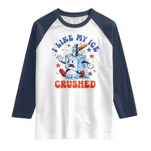 Subtle Abolish ICE Raglan Shirt Vintage I Like My Ice Crushed TS10 White Navy Print Your Wear