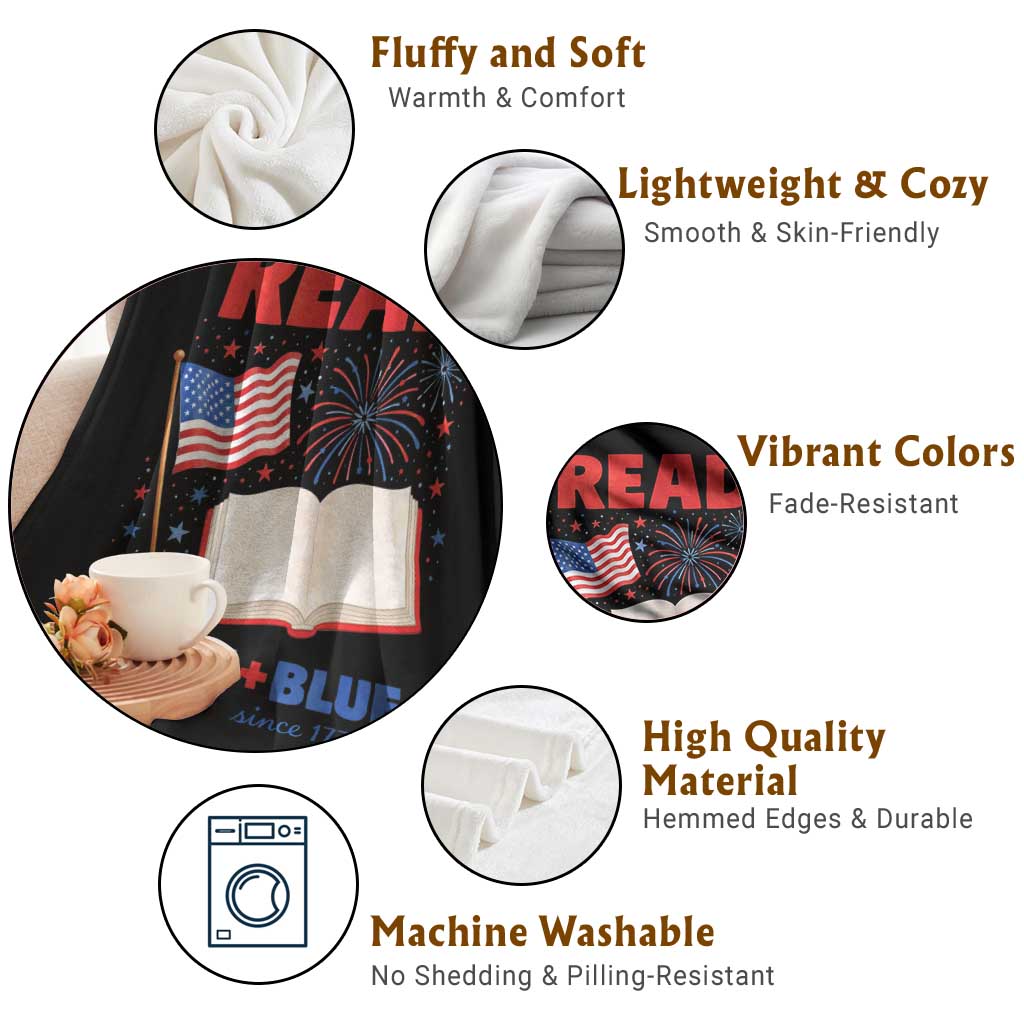 Patriotic Bookish 4th Of July Read White Blue Since 1776 Throw Blanket TS10 Print Your Wear