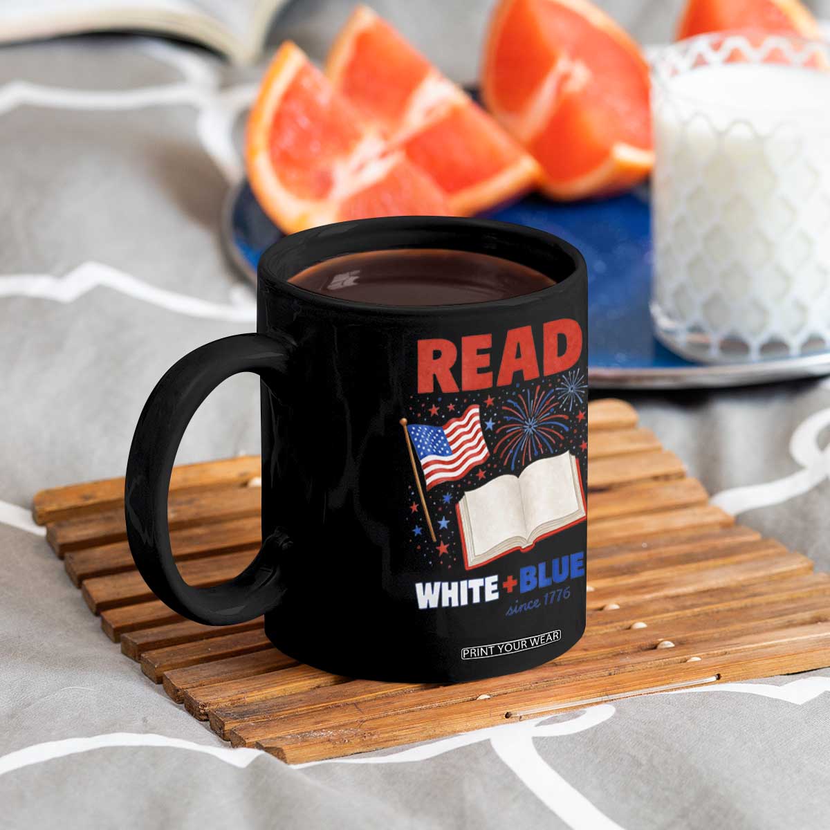 Patriotic Bookish 4th Of July Read White Blue Since 1776 Coffee Mug TS10 Print Your Wear