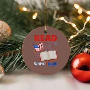 Patriotic Bookish 4th Of July Read White Blue Since 1776 Ceramic Ornament TS10 1pc Mocha Print Your Wear