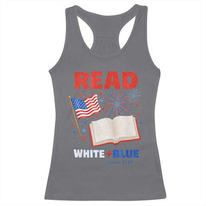 Patriotic Bookish 4th Of July Read White Blue Since 1776 Racerback Tank Top TS10 Charcoal Print Your Wear