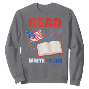 Patriotic Bookish 4th Of July Read White Blue Since 1776 Sweatshirt TS10 Charcoal Print Your Wear