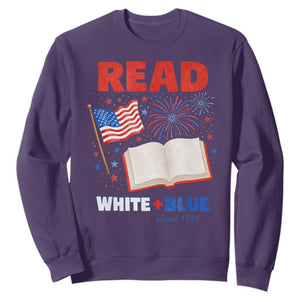 Patriotic Bookish 4th Of July Read White Blue Since 1776 Sweatshirt TS10 Purple Print Your Wear
