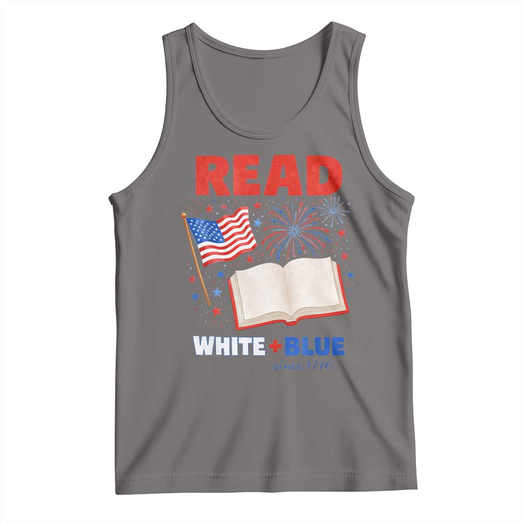 Patriotic Bookish 4th Of July Read White Blue Since 1776 Tank Top TS10 Deep Heather Print Your Wear