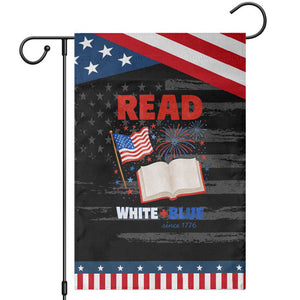 Patriotic Bookish 4th Of July Read White Blue Since 1776 Patriotic Garden Flag TS10 Distressed Black Blue Print Your Wear