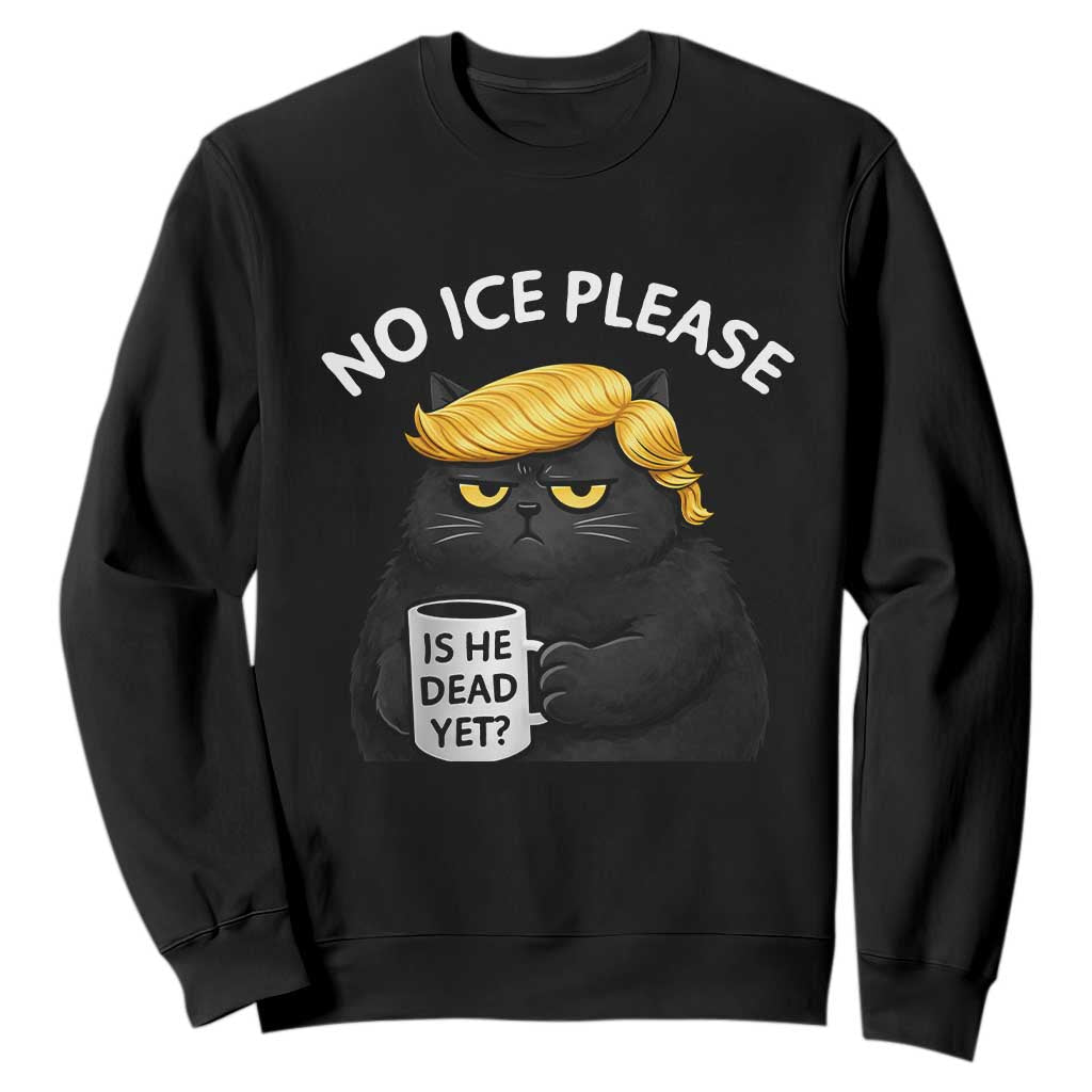 No ICE Protest Sweatshirt Is He Dead Yet Black Cat Meme TS10 Black Print Your Wear
