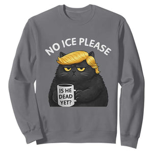 No ICE Protest Sweatshirt Is He Dead Yet Black Cat Meme TS10 Charcoal Print Your Wear