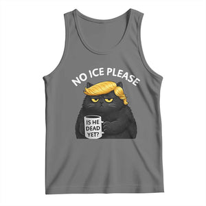 No ICE Protest Tank Top Is He Dead Yet Black Cat Meme TS10 Black Heather Print Your Wear