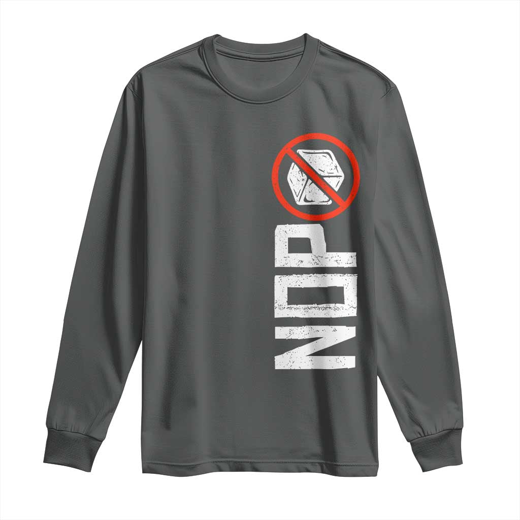 No ICE Protest Long Sleeve Shirt Nope Sign Vertical TS10 Dark Heather Print Your Wear