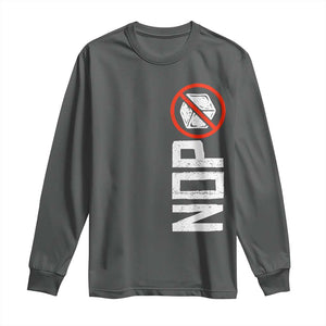 No ICE Protest Long Sleeve Shirt Nope Sign Vertical TS10 Dark Heather Print Your Wear
