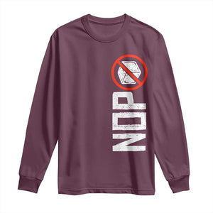 No ICE Protest Long Sleeve Shirt Nope Sign Vertical TS10 Maroon Print Your Wear
