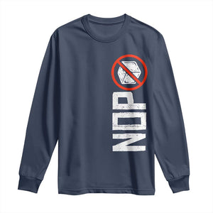 No ICE Protest Long Sleeve Shirt Nope Sign Vertical TS10 Navy Print Your Wear