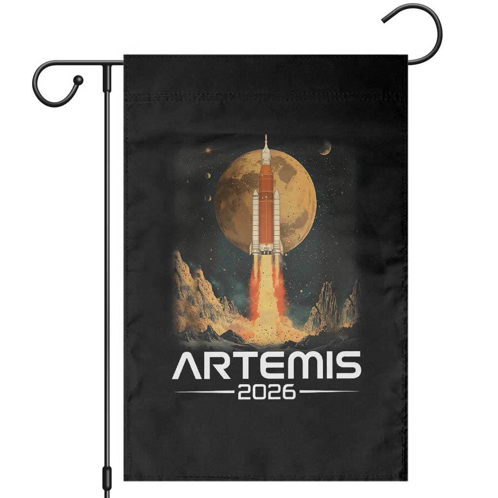 Launch To The Moon Mission Garden Flag TS10 Black Print Your Wear