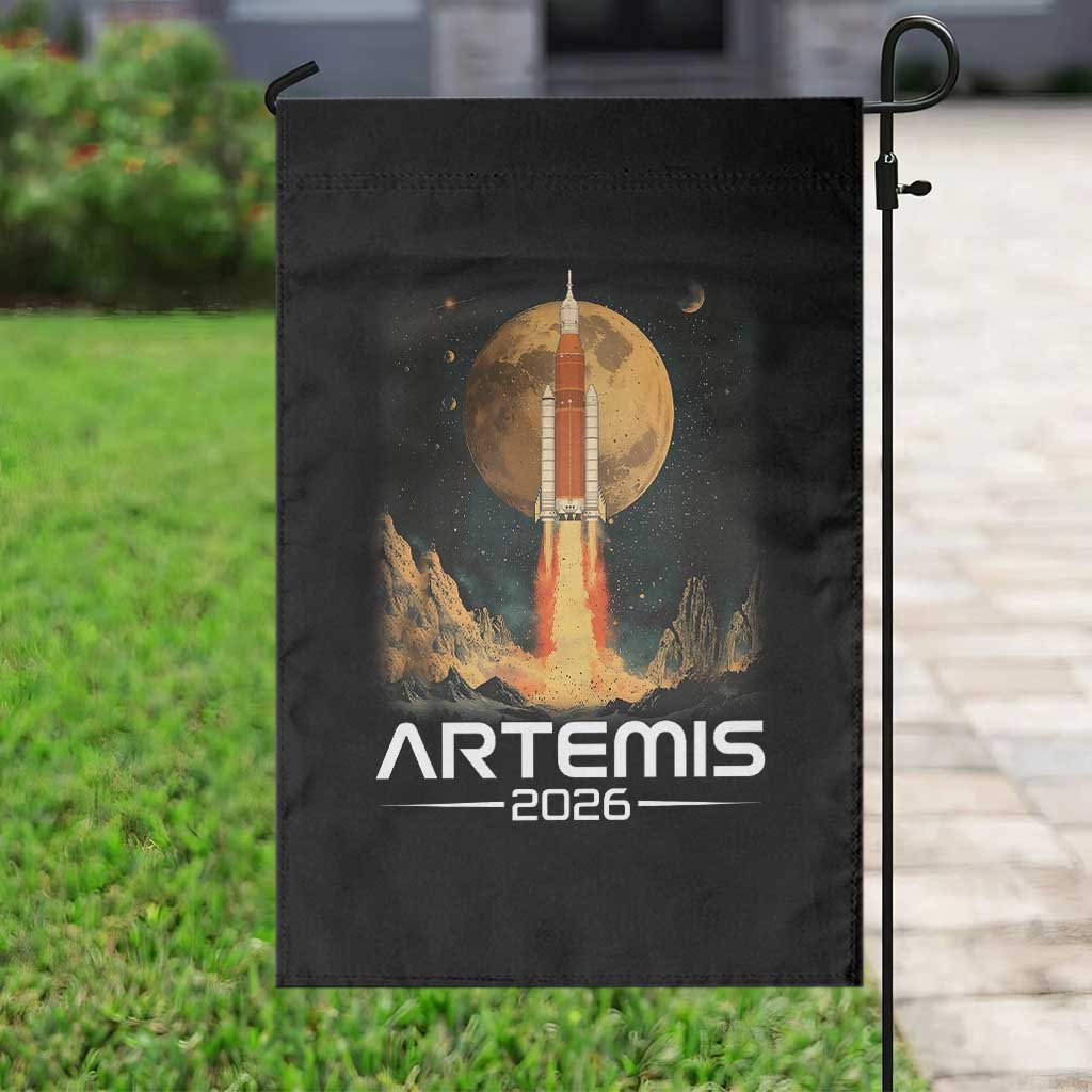 Launch To The Moon Mission Garden Flag TS10 Print Your Wear