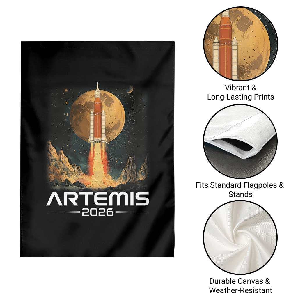Launch To The Moon Mission Garden Flag TS10 Print Your Wear