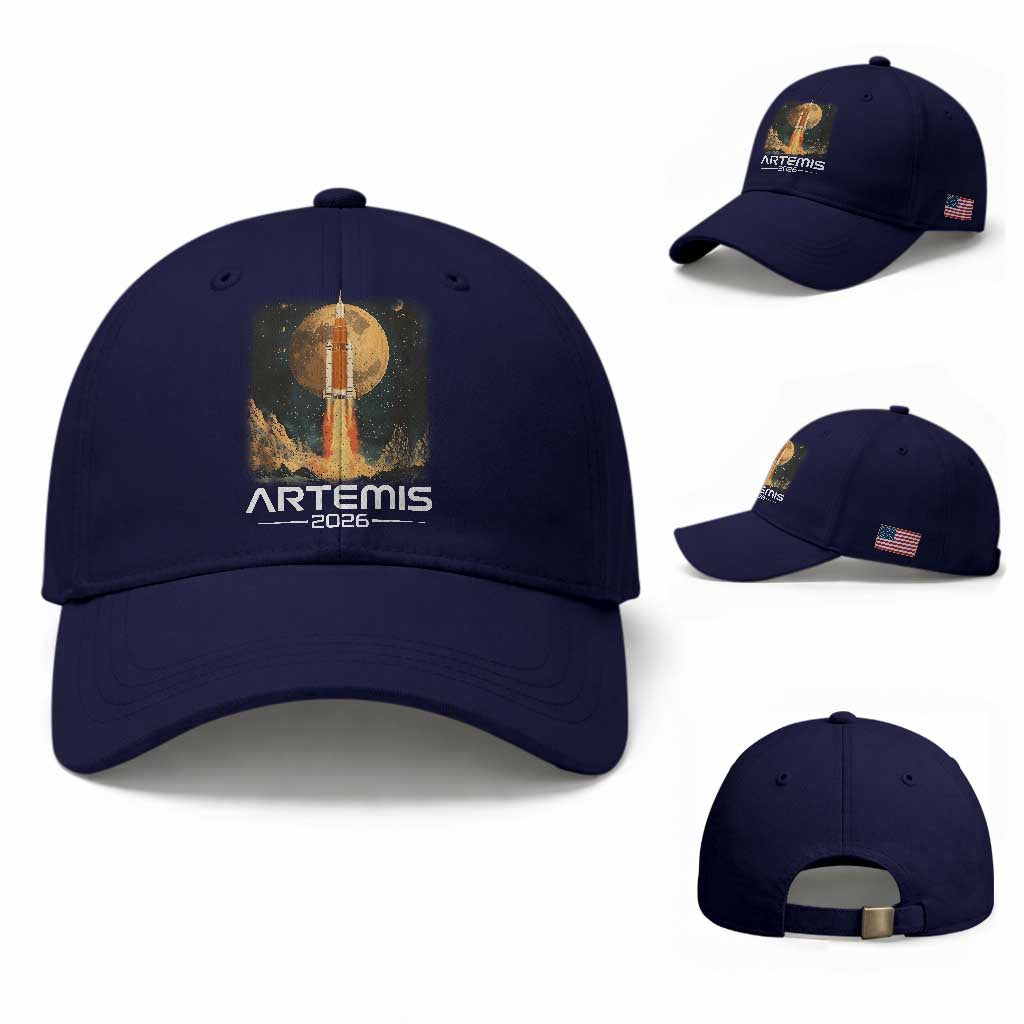 Launch To The Moon Mission Baseball Cap TS10 Baseball Cap Universal Fit Dark Blue Print Your Wear