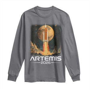 Launch To The Moon Mission Long Sleeve Shirt TS10 Charcoal Print Your Wear