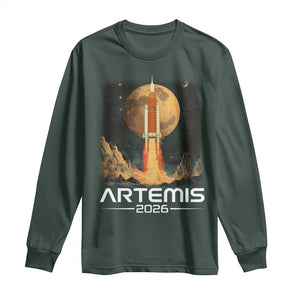 Launch To The Moon Mission Long Sleeve Shirt TS10 Dark Forest Green Print Your Wear