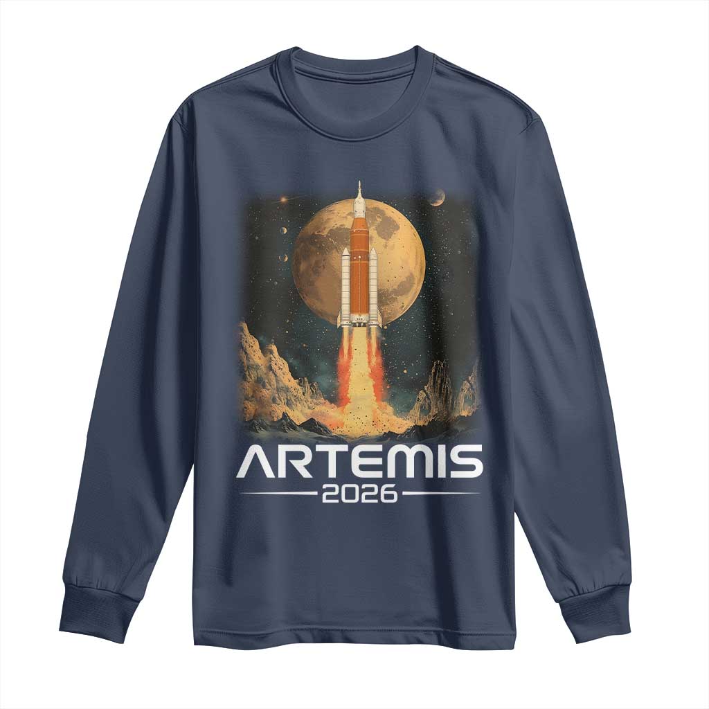 Launch To The Moon Mission Long Sleeve Shirt TS10 Navy Print Your Wear