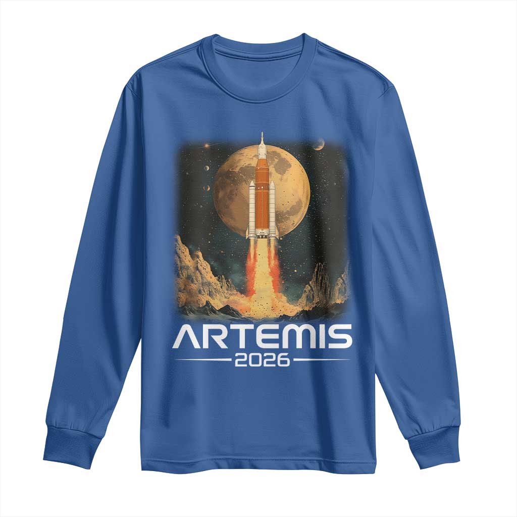 Launch To The Moon Mission Long Sleeve Shirt TS10 Royal Blue Print Your Wear