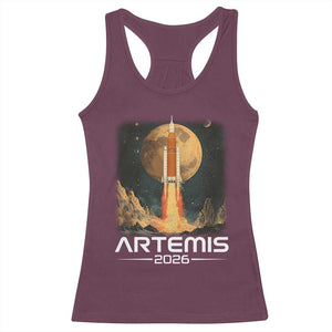 Launch To The Moon Mission Racerback Tank Top TS10 Maroon Print Your Wear