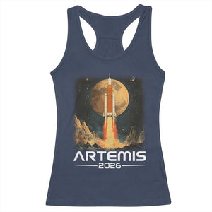 Launch To The Moon Mission Racerback Tank Top TS10 Navy Print Your Wear